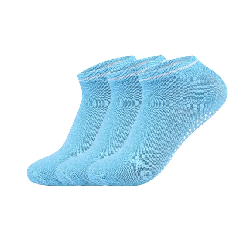 3Pairs/Lot Yoga Socks for Women Non-Slip Grips Straps Bandage Cotton Sock Pilates Pure Barre Ballet Dance Barefoot Workout
