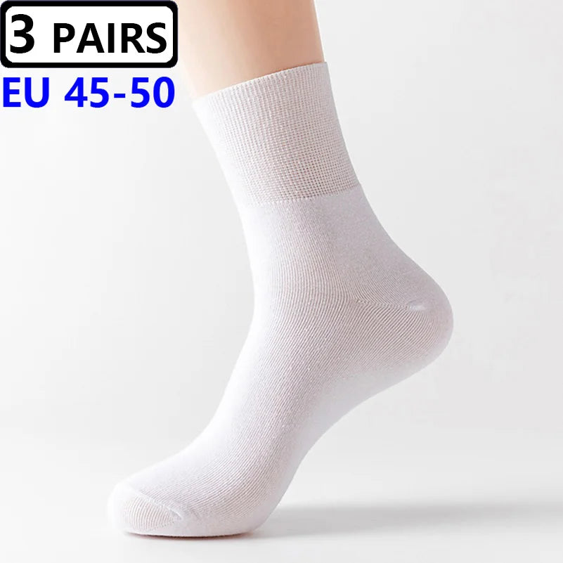 3 Pairs Plus Size EUR 45-50 Prevent Varicose Veins Socks Mens Diabetics Patients Cotton Loose Mouth Sock Man Women Comfort Meias