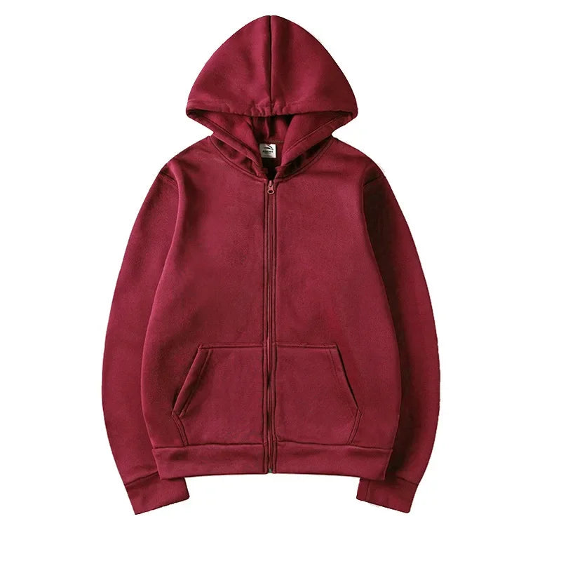 Oversize Women Hoodies Casual Solid Zip Up Hooded Sweatshirt Harajuku Korean Loose Couple Hoodie Jacket Coat Streetwear
