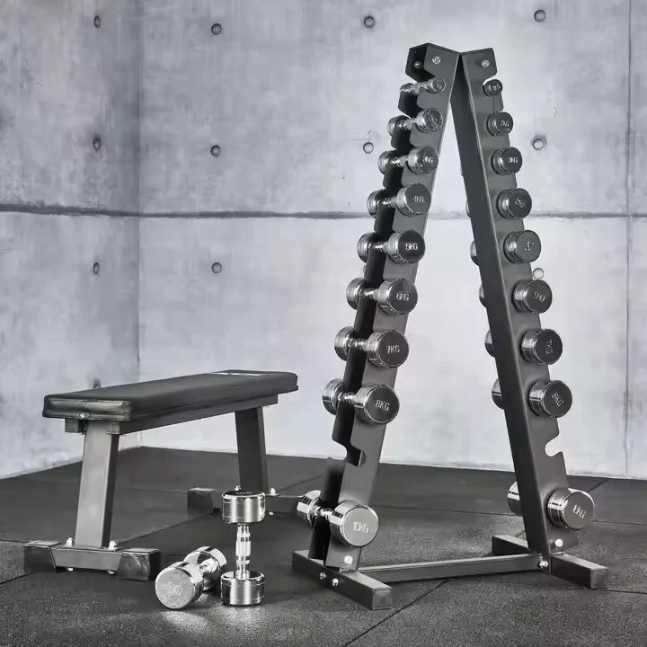 Customized Electroplating Stainless Steel Round Chromed Dumbbell Set Lifting Weights Gym Equipment 1-10KG Dumbbell