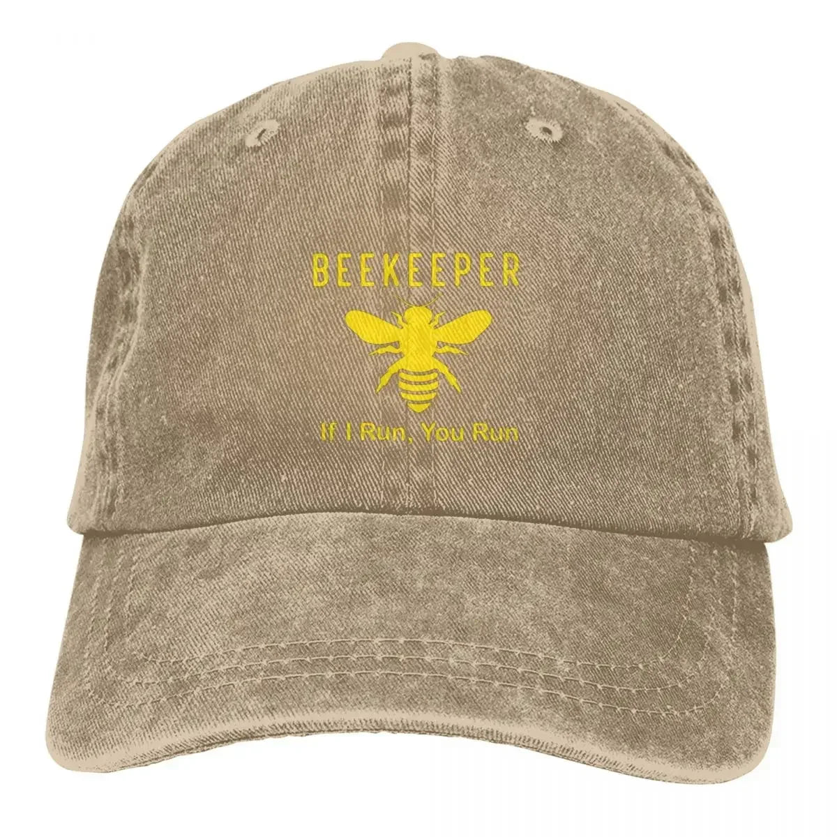 Beekeeper If I Run You Run Baseball Cap Funny Beekeeping Outdoor Fashion Hip Hop Hats Fashion Printed Washed Baseball Caps