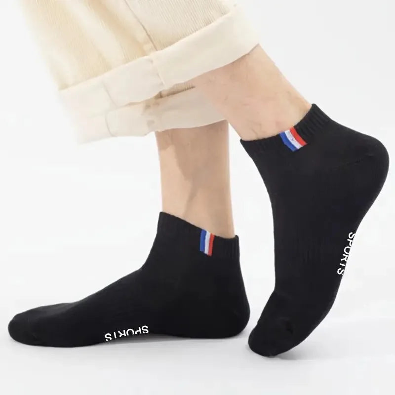 10/20/30 Pcs Men Breathable Low-Cut Athletic Socks Comfortable Moisture Wicking Polyester Spandex Blend for Sports & Casual Wear
