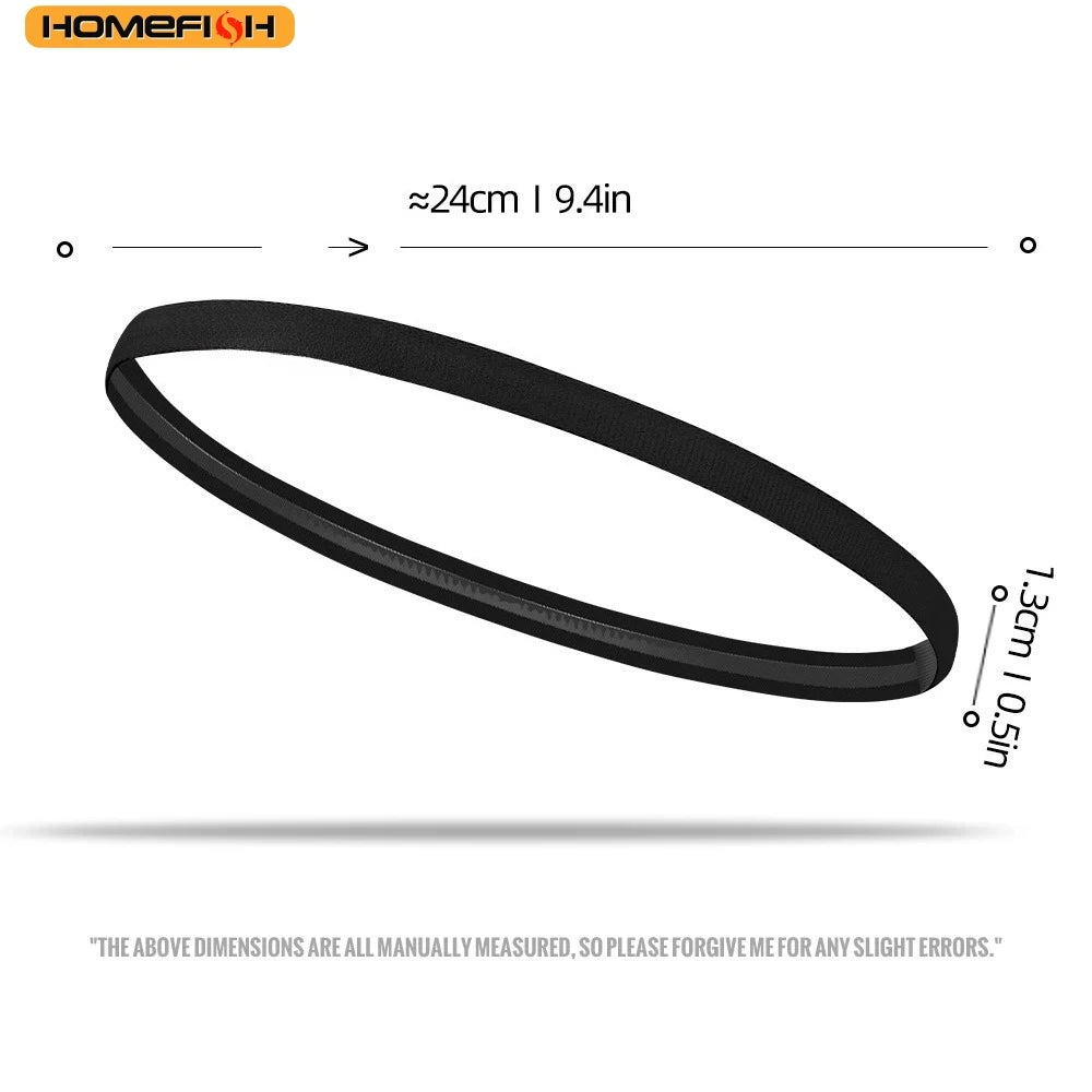 HOMEFISH 2PCS Elastic Silicone Sport Headband, Anti‑Slip Lightweight Hairband for Men Women Fitness Gym Cycling Outdoor Sports