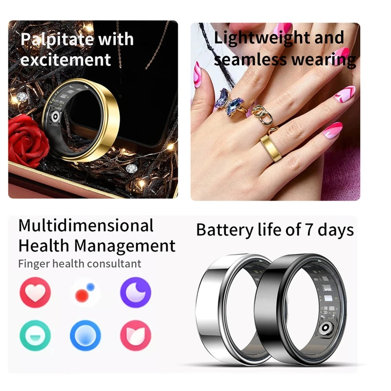 New Smart Ring R09 Health Monitor Multi Sport Mode Skin Temperature Measurement 5ATM Waterproof Smart Ring With Charging Case