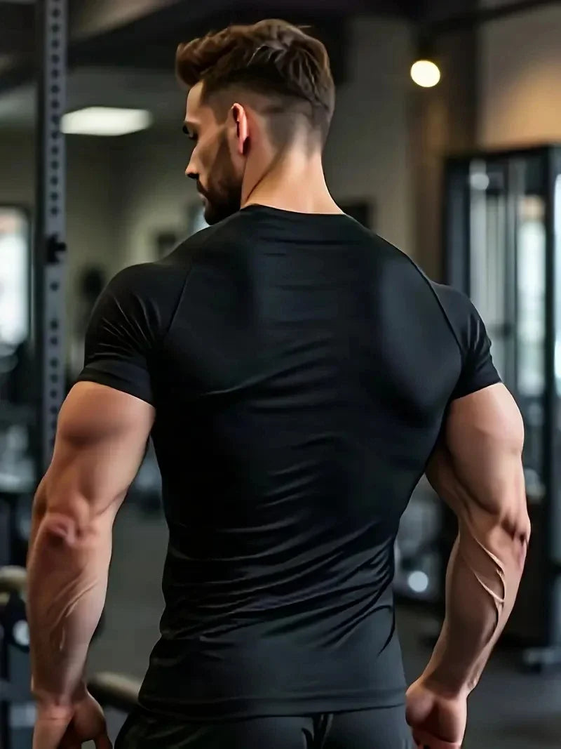 Gym Short Sleeve Running T-Shirt Men's Compression Long Sleeve Shirt Sun Protection Quick Drying Outdoor Sports Top Sportswear