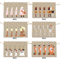 10pcs10X15cm Halloween Linen Drawstring Gift Bag Trick or Treat Party Children's Small Gifts Candy Packaging Storage Bag