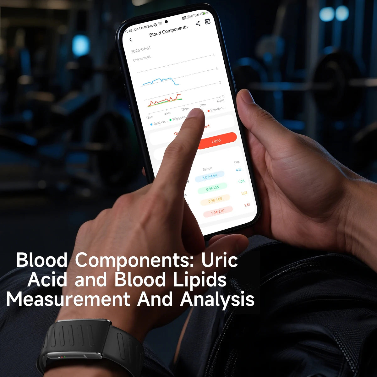 2026 New Nursing Grade Smart Bracelet VWAR MG SpO2 Blood Lipid Uric Acid ECG+PPG Waterproof NO Screen Band Sport Fitness Tracker