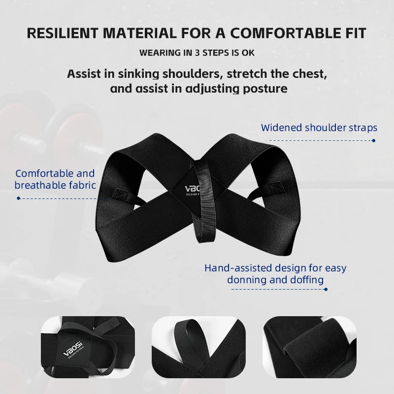 VBOSI Adjustable Posture Corrector Upper Back Support Sporty Shoulder Belt for Men Women