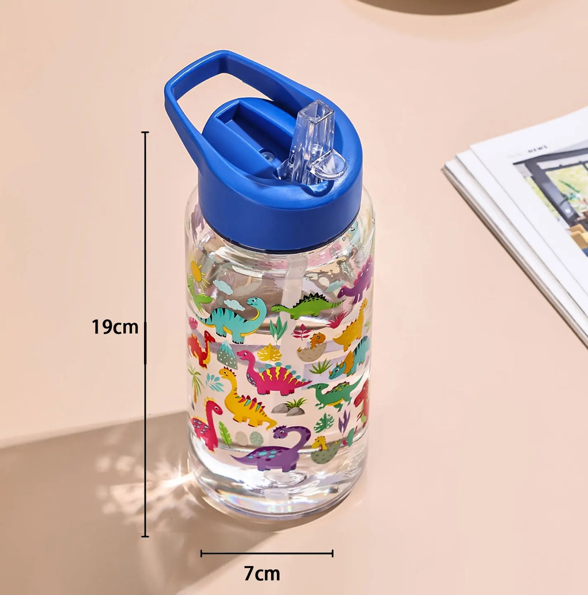 A 500ml Straw Cup, Cute and Portable Dinosaur Ice Cream Water Bottle, Outdoor Portable Cute Cup Water Bottle