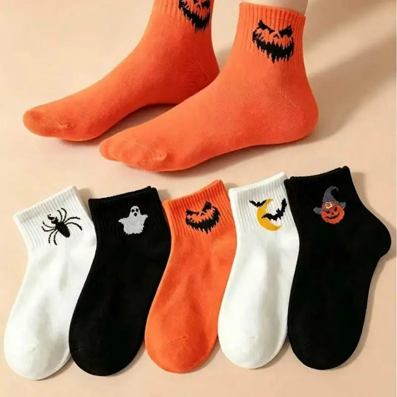 1 Pairs Autumn Personality Fun Halloween Funny Unisex Mid Tube Socks Trend Versatile Sweat Absorbing Niche Design Socks