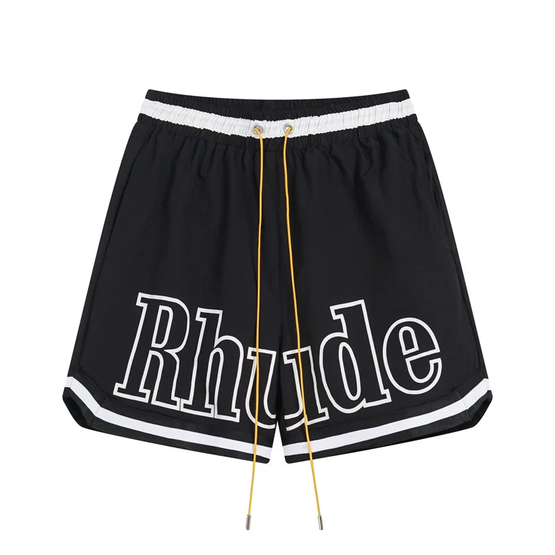 American Style Trendy Rhude Casual Shorts Loose Breathable Multi-color Mesh Beach Sports Shorts