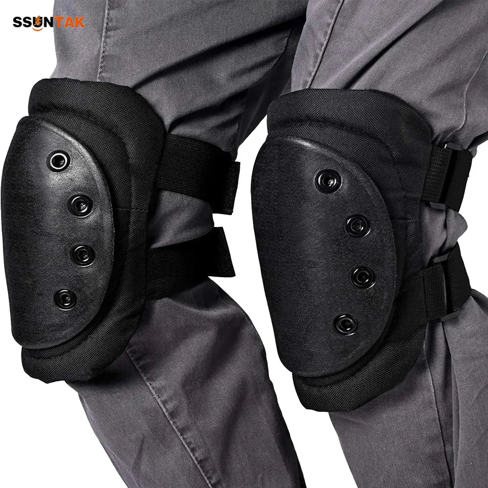 SSUNTAK 1Set/4PCS Knee Elbow Pads Protective Gear Set for Adults Outdoor Cycling Hiking CS Airsoft Paintball Skate Sports