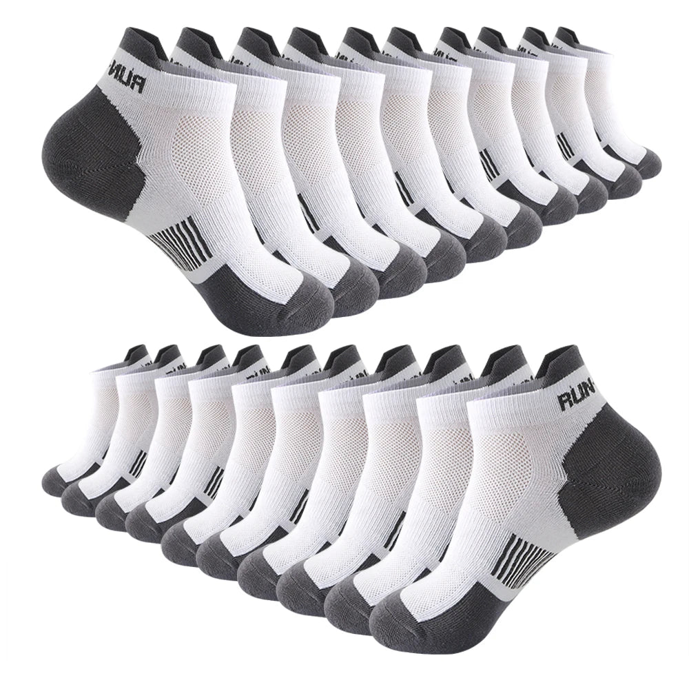 5/10 Pairs Men's Breathable Ankle Socks Mesh Casual Athletic Sports Short Socks Thin Cut for Summer Size 38-45