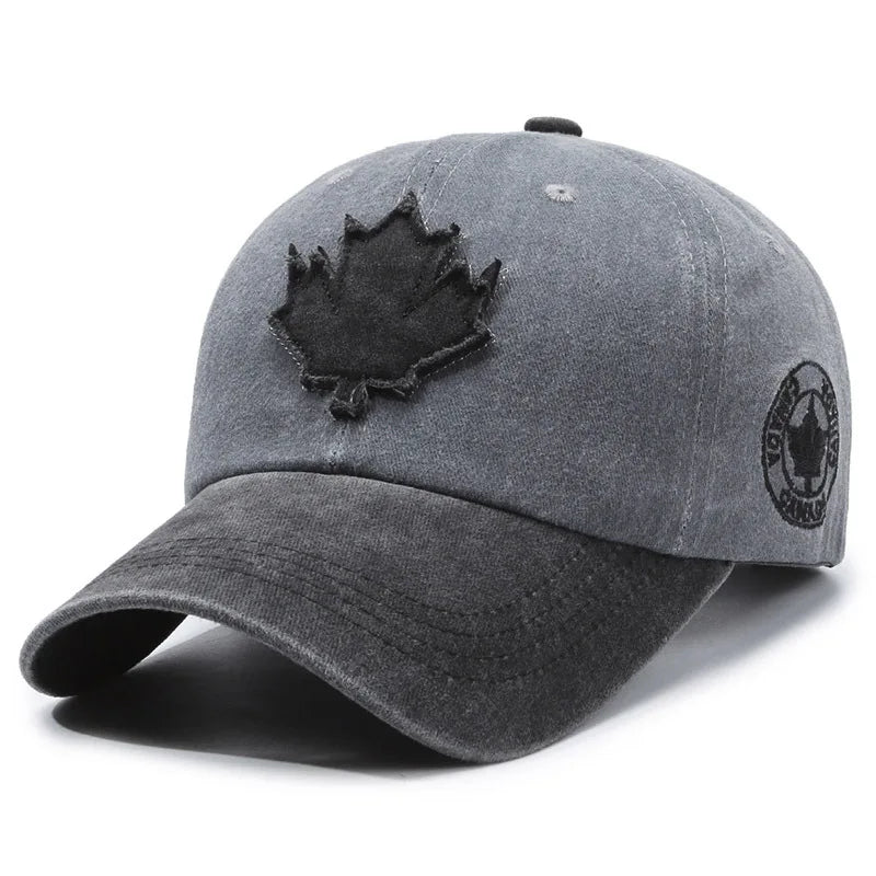 European and American Maple Leaf Retro Baseball Men and Women Washed Cotton Duck Tongue Spring Summer Outdoor Color Matching Hat