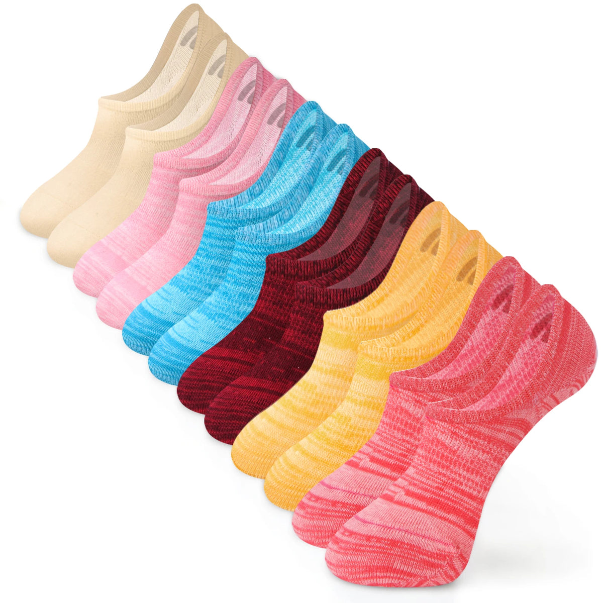 6 Pairs No Show Socks Womens and Mens Low Cut Ankle Short Running Novelty Casual Cotton Invisible Liner Socks With No-Slip Grip