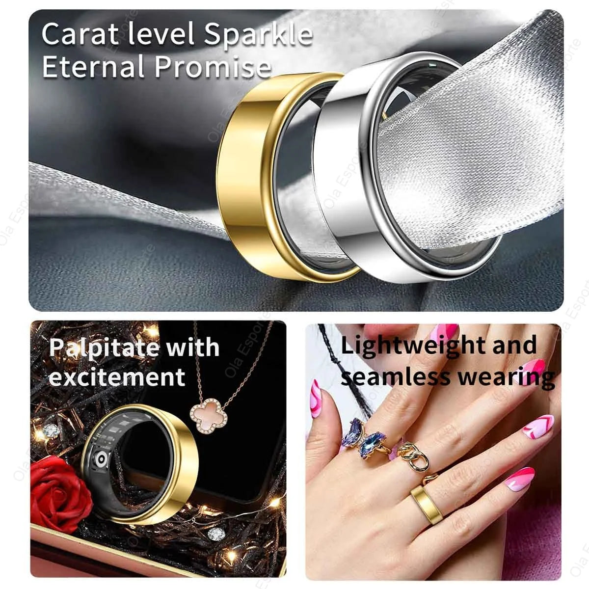 2026 new smart ring blood pressure，oxygen monitor，long battery life，5ATM waterproof，GPS tracking smartring for men and women