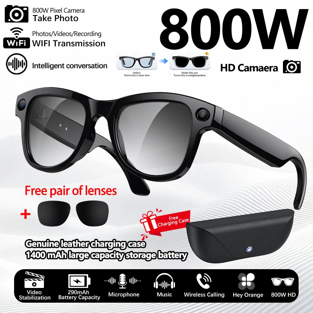 NEW 4K HD Smart Glasses 800W HD Camera AI Large Model IP54 Waterproof AI Dialogue Translation Music Smart Glasses Men Women