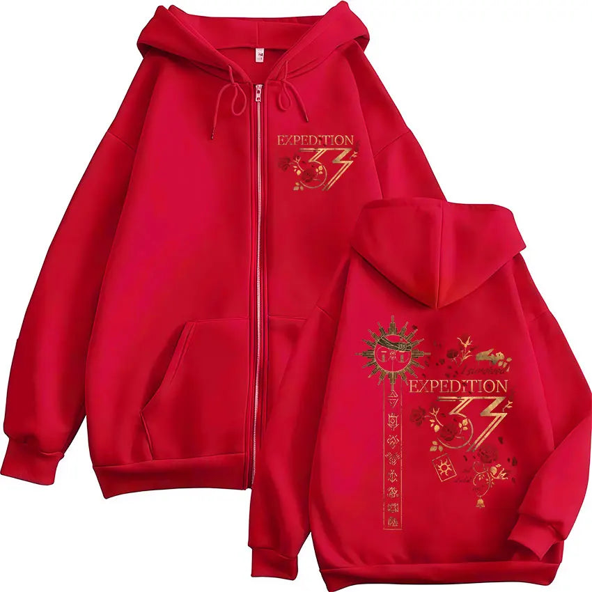 Esquie Game Clair Obscur Expedition 33 Zipper Hoodies Men Women Clothing Casual Oversized Zip Up Hooded Sweatshirts Jacket Coat