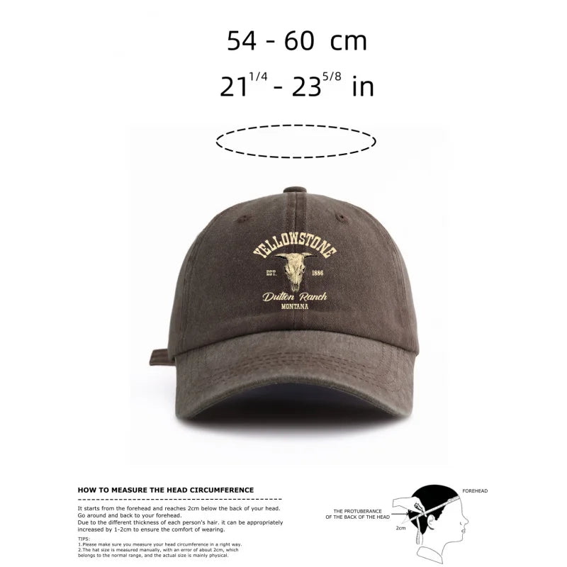1 pc YELLOW STONE Print Washed Baseball Cap, Classic Casual Stylish Vintage Soft Sweatband Adjustable Size Lightweight Sun UV Pr