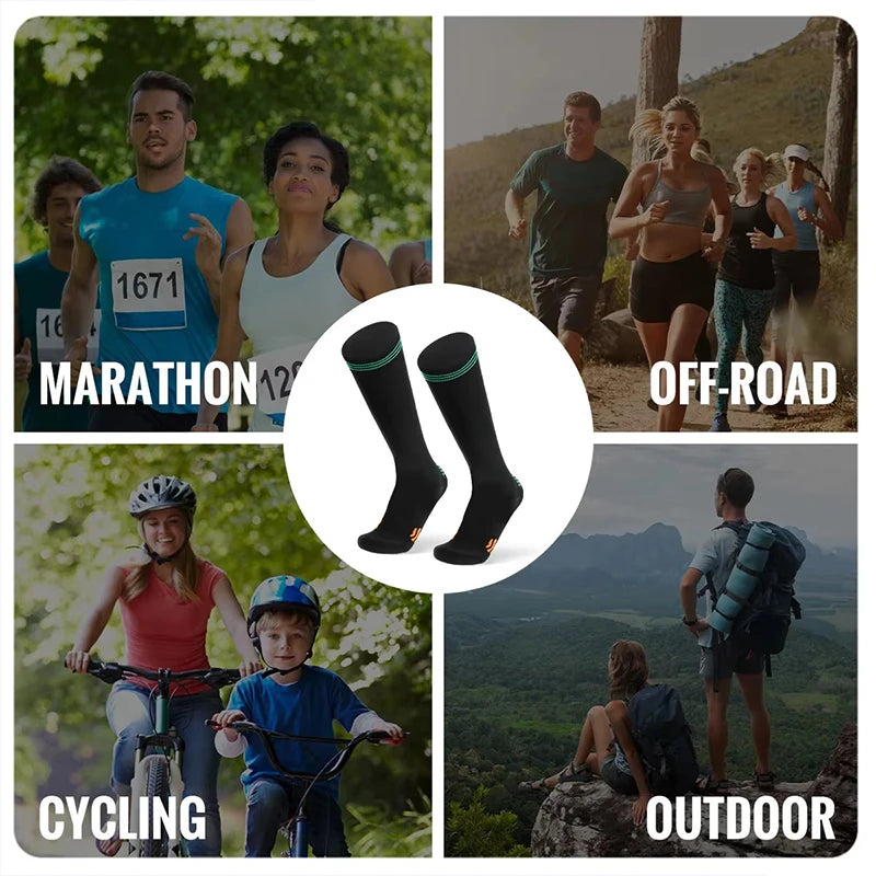 Sport Compression Socks Shock-Absorbing Anti-Slip Varicose Veins Socks Absorb Moisture Sweat Running Cycling Socks Varicose Vein