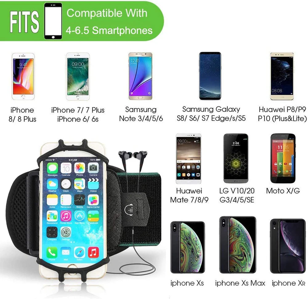 Wristband Phone Holder Mobile Removable 360°Rotating Running Phone Wrist Bag Takeaway Navigation Arm Bag for Fitness Cycling