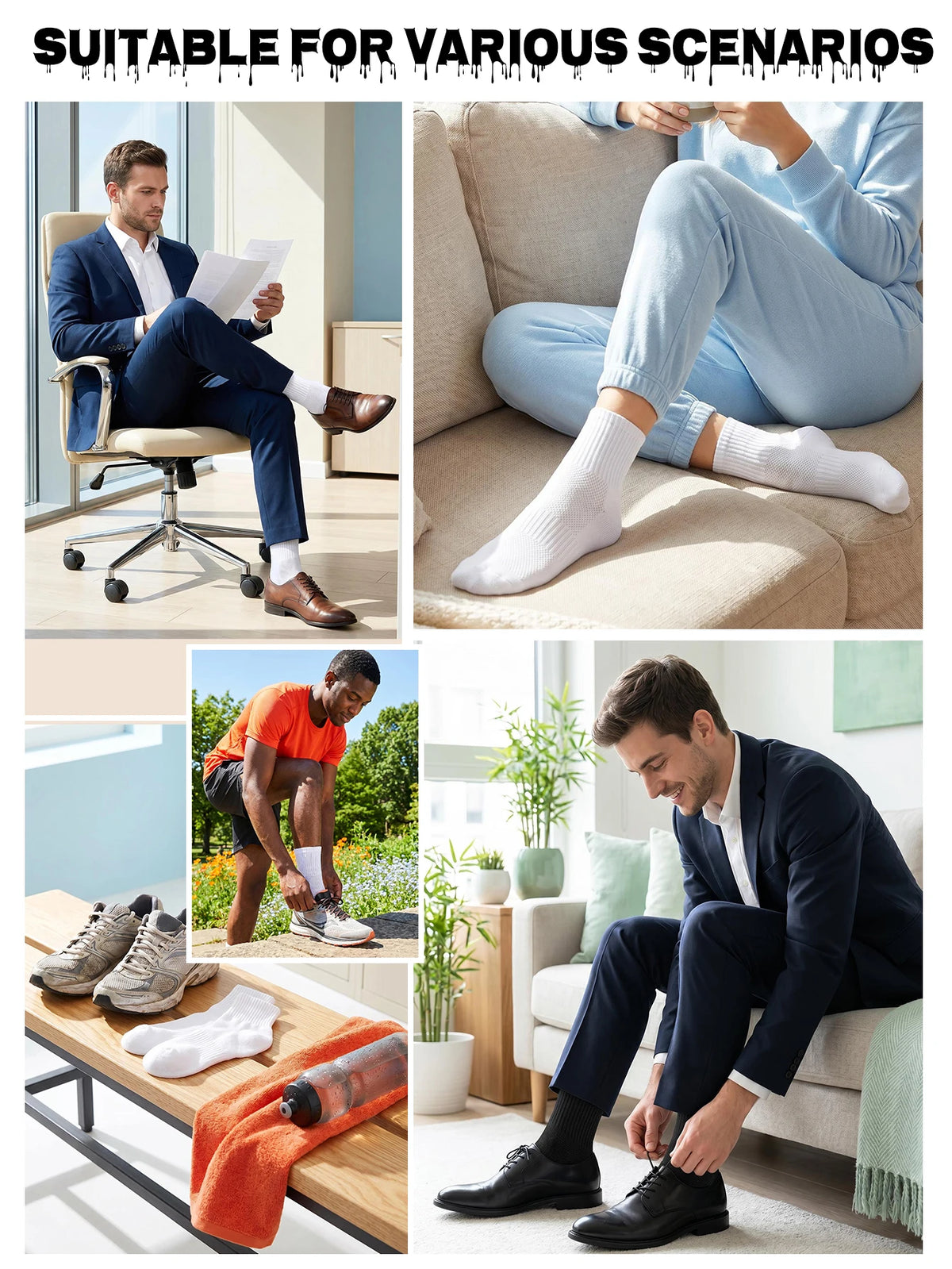 5 Pairs High-Quality Men's Bamboo Fiber Socks Breathable Mesh Spring Summer Anti-Odor Sweat-Absorbing Black Business Short Socks