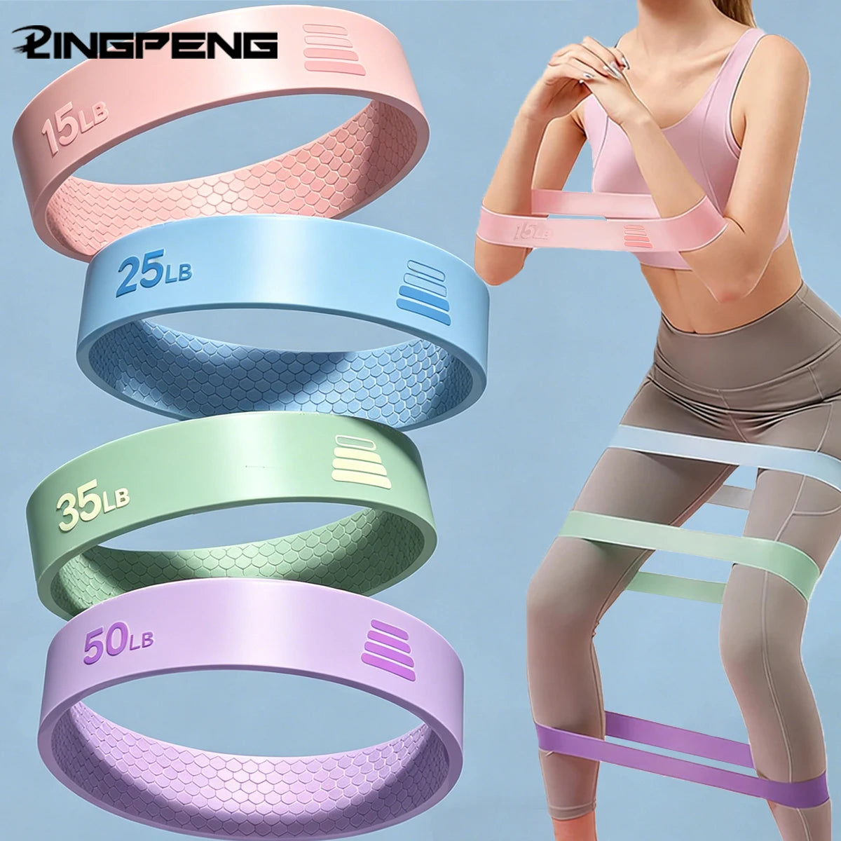 15LB-50LB Yoga Elastic Ring Different Level Elastic Yoga Band Stretch Strap Stretch Fitness Bands Home Exercise