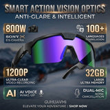 2026 New AI Smart Sports Glasses with 30MP Camera 4K Anti-shake Bicycle Riding Shooting Artifact Dual Mic 32GB Windproof Goggles