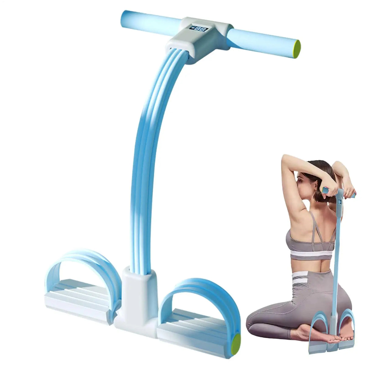 6-Tube Fitness Pedal Resistance Band with LED Display Yoga Strap Pedal Puller sit-ups Tension Rope Elastic Workout Pedal Puller