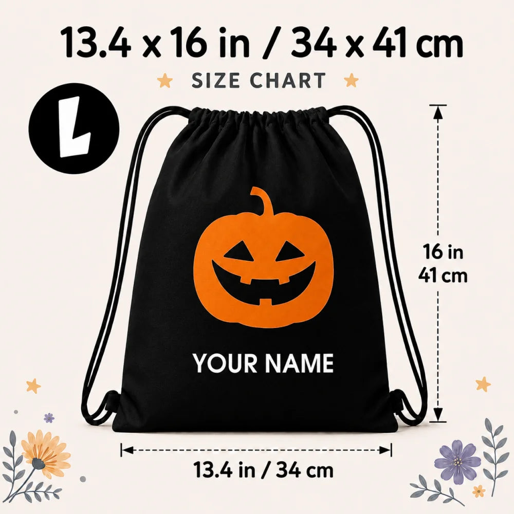 Kids Personalized Halloween Drawstring Backpack Trick Or Treat Candy Corn Custom Name Festival Sack Bag 34x41cm