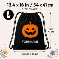 Kids Personalized Halloween Drawstring Backpack Trick Or Treat Candy Corn Custom Name Festival Sack Bag 34x41cm