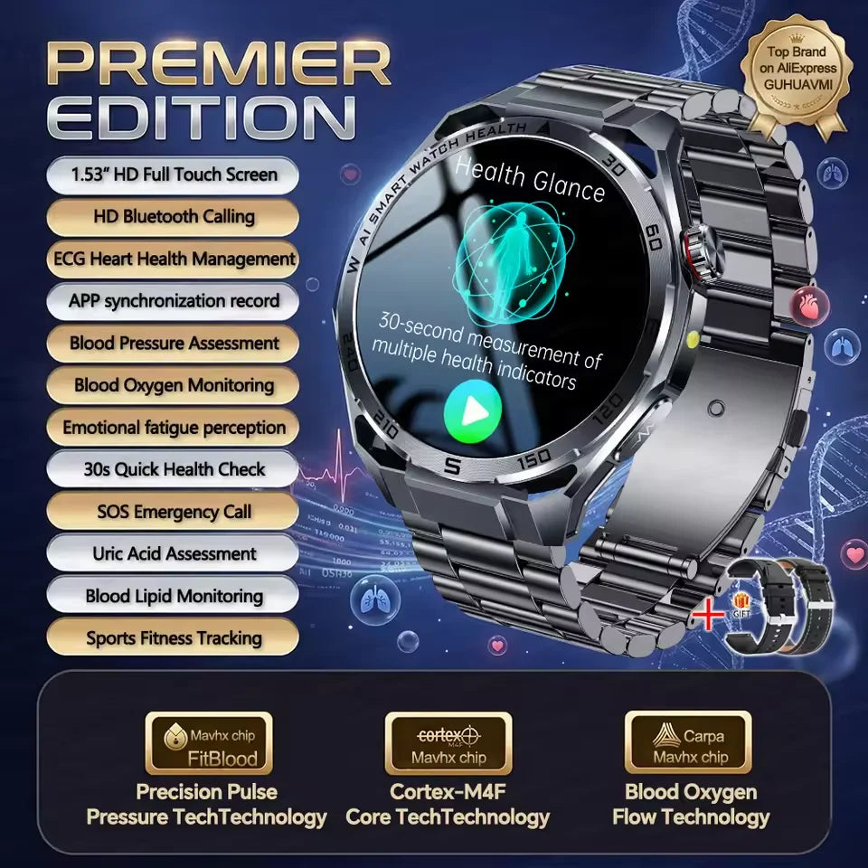 2026New Smart Watch Men ECG+HRV Blood Composition Body Analysis Bluetooth Call Waterproof  Health Smartwatch For Android IOS Men