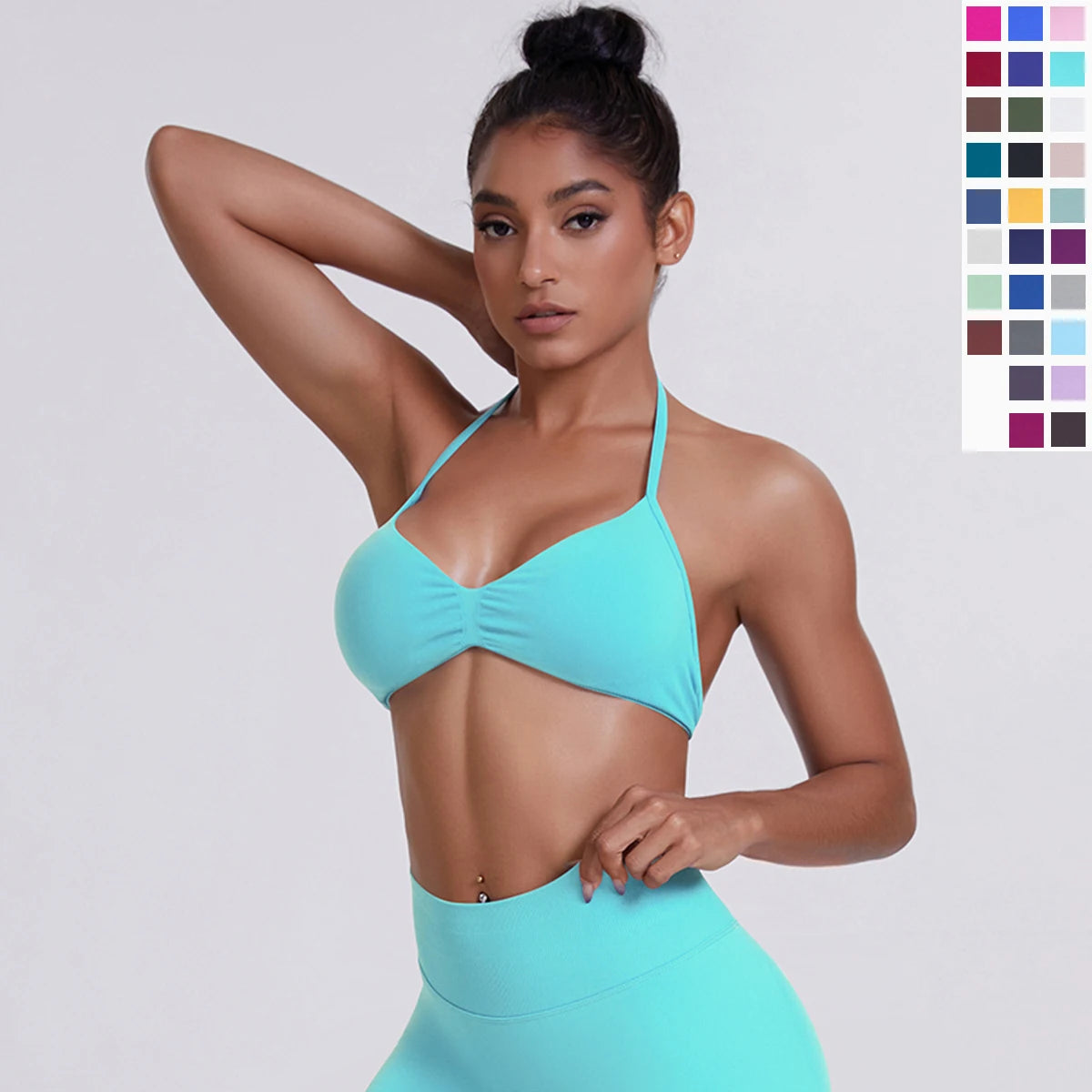 Sexy Neck Strap Bra for Woman Summer Breathable Backless Yoga Bra Women Fitness Solid Color Yoga Sports Bra Workout Top