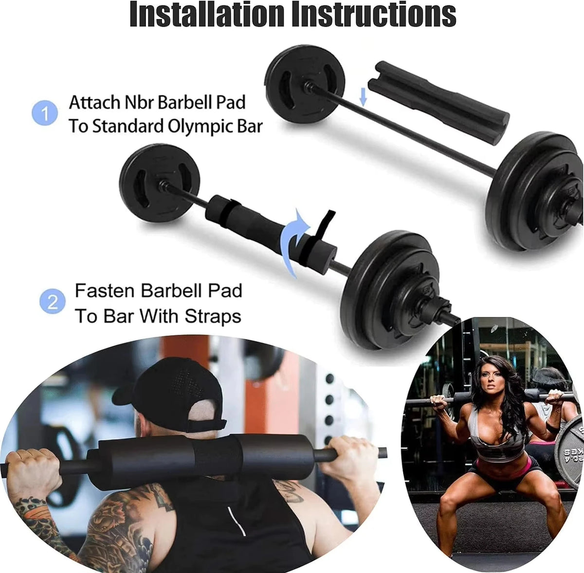 Gym Barbell Squat Pad Foam Shoulder Neck Protector Cushion  Anti‑Slip Bar Pad for Hip Thrust Squat Weight Training Bodybuilding