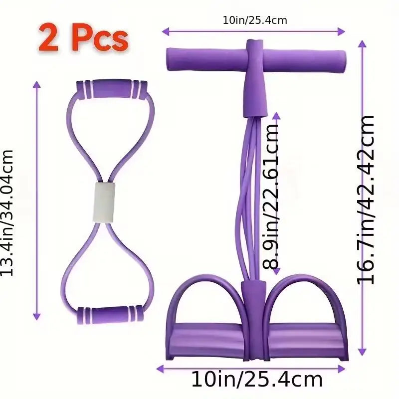 4 Tube Resistance Bands with Ergonomic Pedal, Full Body Workout, Yoga, Pilates, Core, Glutes, Hamstrings,Quads,Chest, Back, Neck