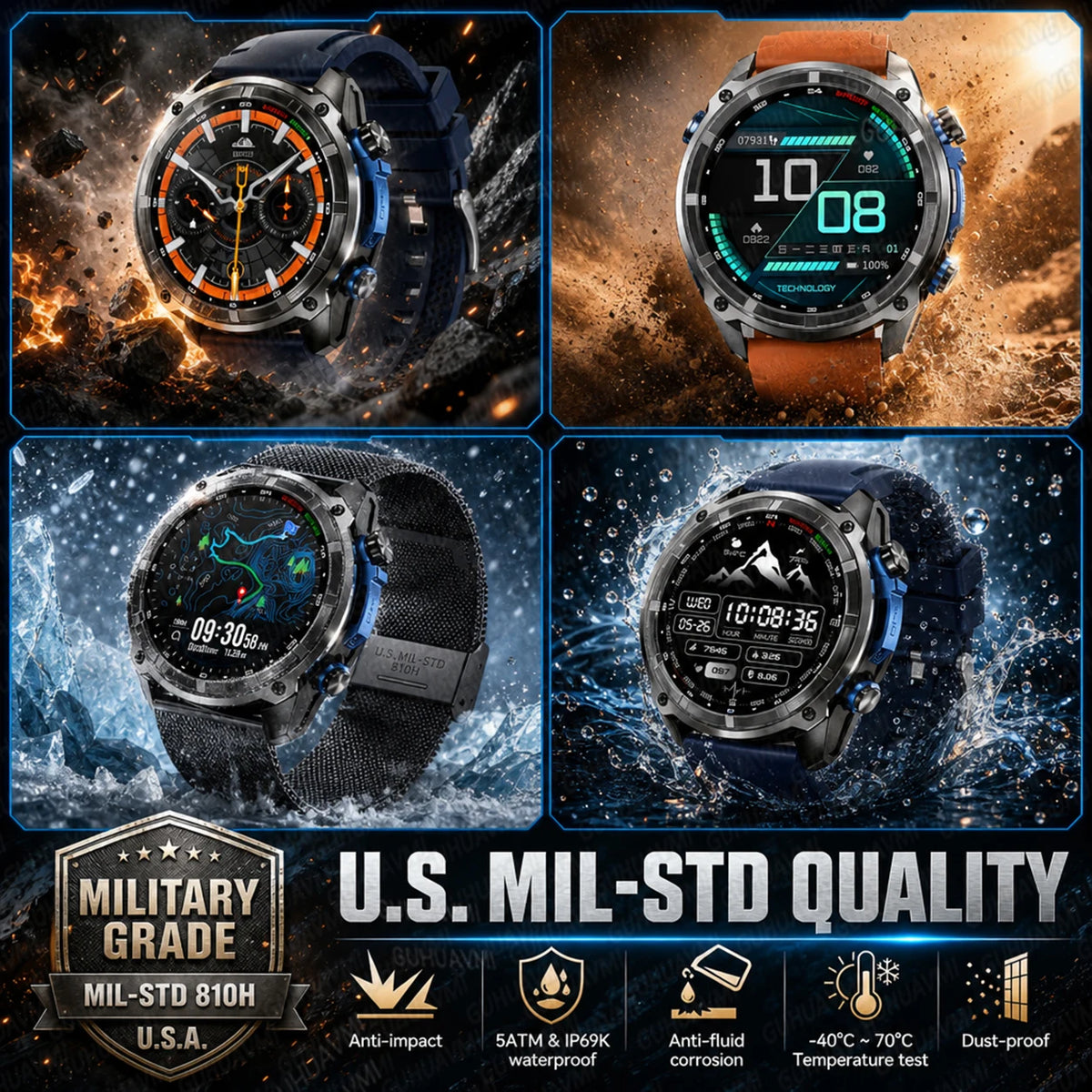 2026 New Accurate GPS Map Offline Smart Watch Men 10ATM Swim Compass Video Music  APP Download HD Call Men Military Sports Watch