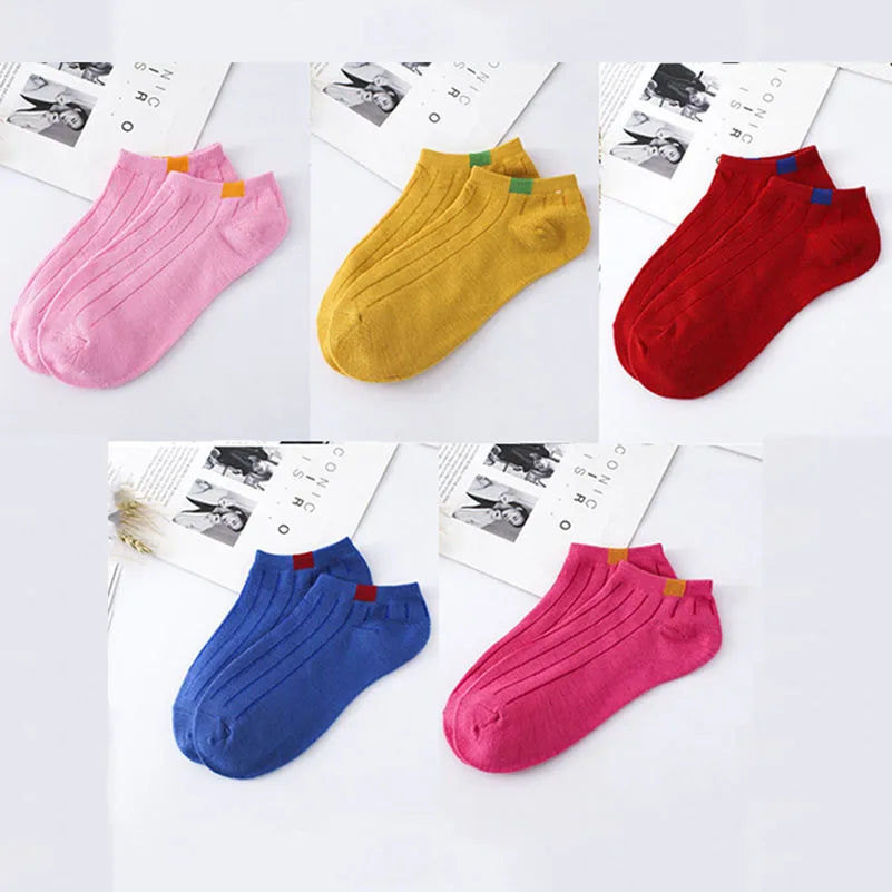 5 Pairs Socks Womens Summer Autumn Socks Women Quality Cotton Cute Set Japanese Style Sports Fashion Short Ankle Socks Harajuku