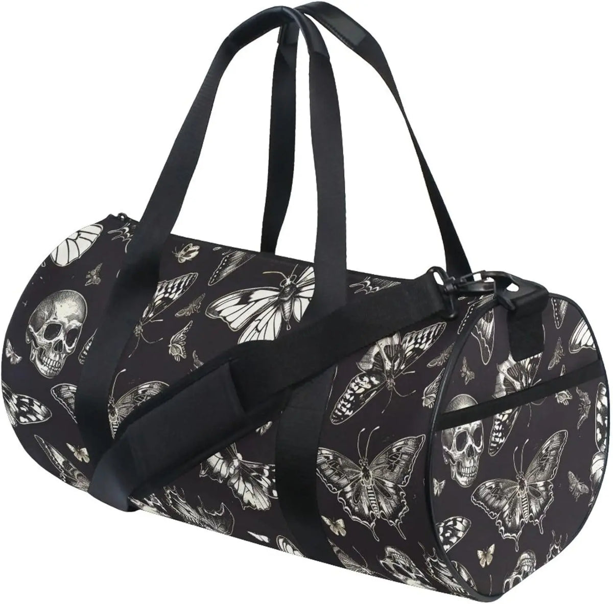 Sports Duffel Bags Gothic Skull Butterfly Athletic Gym Bag Overnight Workout Travel Tote Luggage for Men Women Yoga