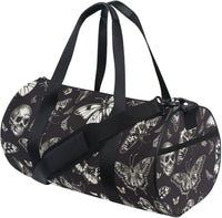 Sports Duffel Bags Gothic Skull Butterfly Athletic Gym Bag Overnight Workout Travel Tote Luggage for Men Women Yoga