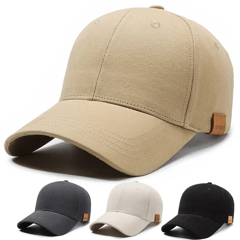 Men Big Head Size Baseball Cap Extra Large Deepened Peaked Cap Solid Color Sunshade Hat Adjustable Outdoor Casual Sports Visor