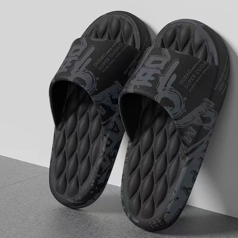 Big Size 48-49 Men Slippers Soft Sole EVA Indoor Outdoor Open Toe Flip Flops Non-Slip Beach Slides Flat Sandals Printing Slides