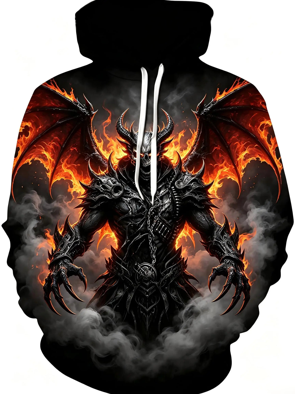 European and American Men's Autumn Halloween Skeleton Wing Printed Soft and Comfortable Hoodie Outdoor City Street Style Top