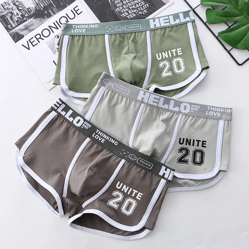 1/3pcs Men Underwear Sports Boxer Shorts Cotton Solid Color Sexy Panties Fashion Breathable Comfortable Underpants Man U Convex
