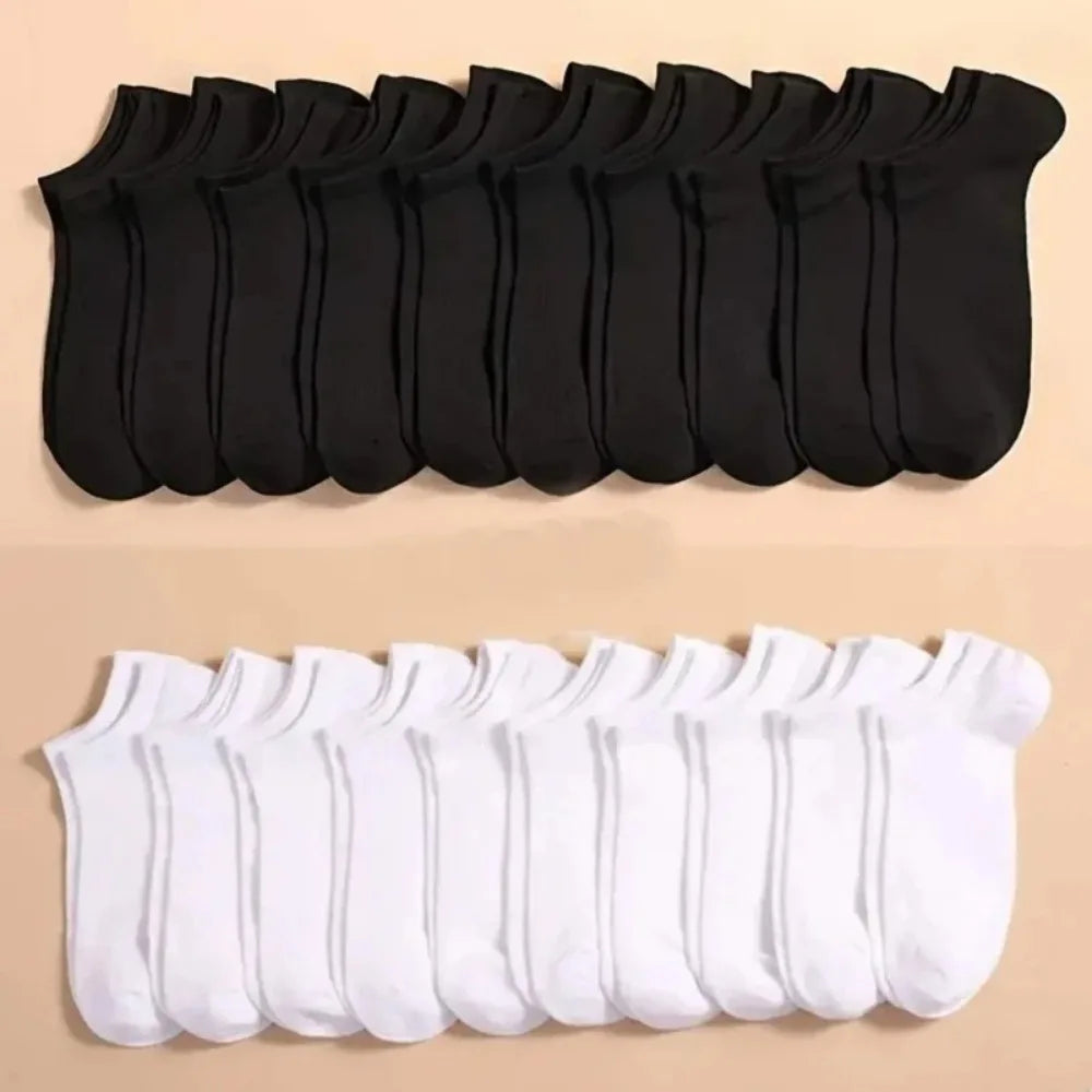 Unisex Casual Plain Color Boat Socks Thin Breathable Comfy Anti Odor Sweat-absorbing Ankle Socks For Men Women black,white,gray