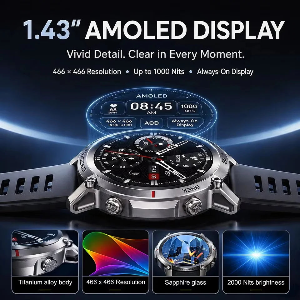T-Rex 4 Military All-Terrain Accurate Offline Map SmartWatch Built-in GPS Compass Altimeter 5ATM Waterproof Swim Sport Watch Men