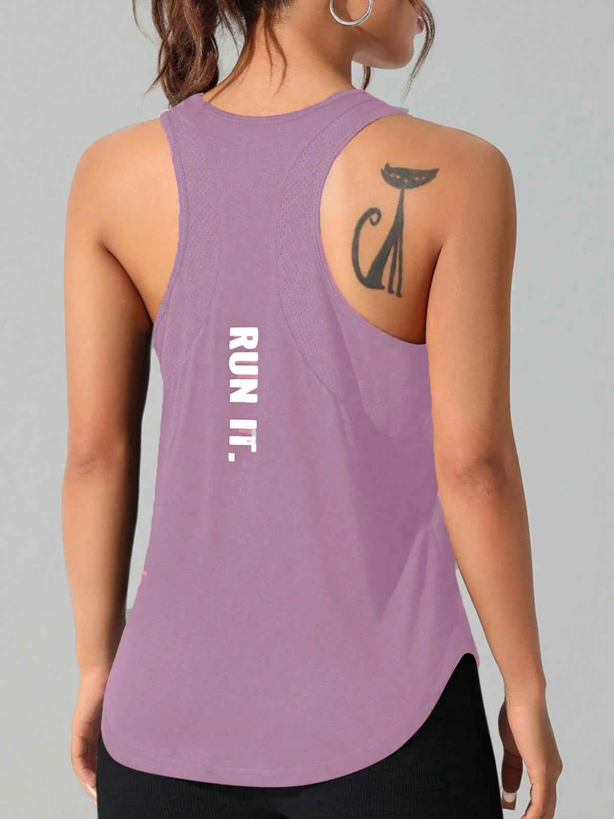 Women's Stitched Letters Quick-Drying Sports Vest, Breathable Net yoga Sportswear, Tennis Uniform Cycling Suit, Daily Wear