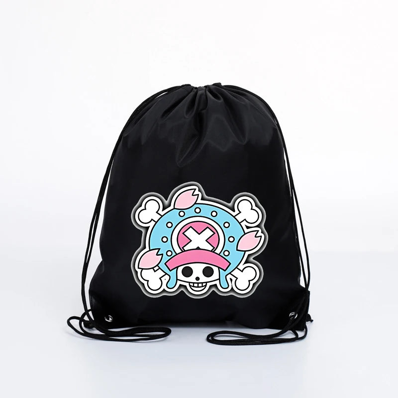 Big 45x45CM Cartoon One Piece Drawstring Bag for Adult Luffy Zoro Fashion Swim Ride Running Sport Backpack Portable Storage Bags