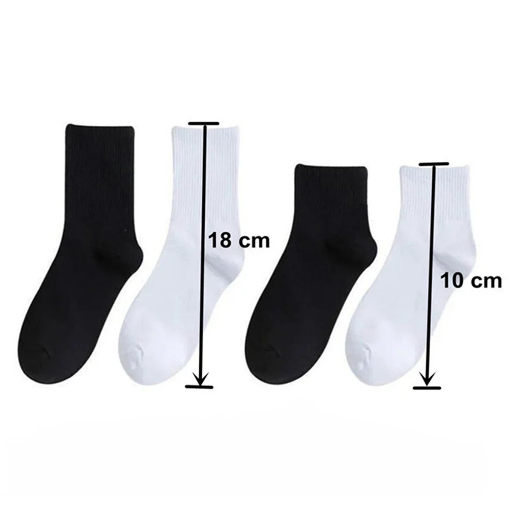 10 Pairs Men Socks Organic Cotton High Quality White Black Business Casual Spring Winter Socks Women Long/Short Tube Sox