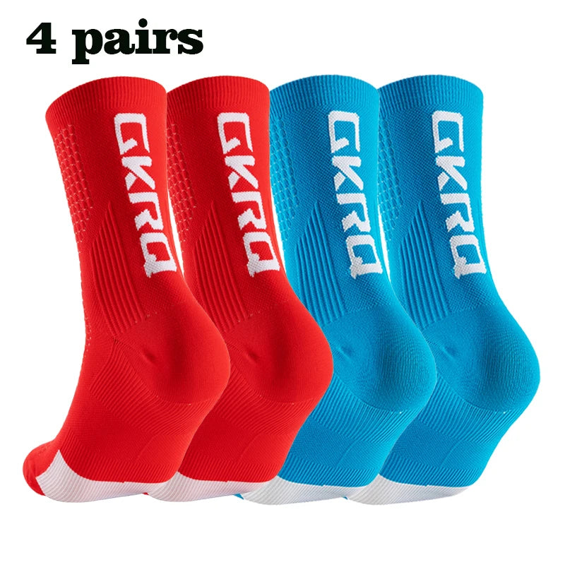 GKRQ 4pairs 2023 New Cycling Socks Bike Nurse Compression Road Bike Running Mtb Knee-high White Sports Funny Brand Black