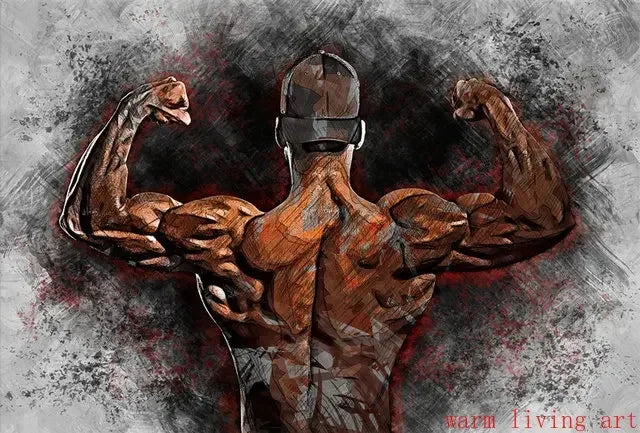 Boxing Dumbbell Fitness Art Poster Canvas Wall Print Home Gym Decor Motivational Picture for Men Women Muay Thai Weightlifting